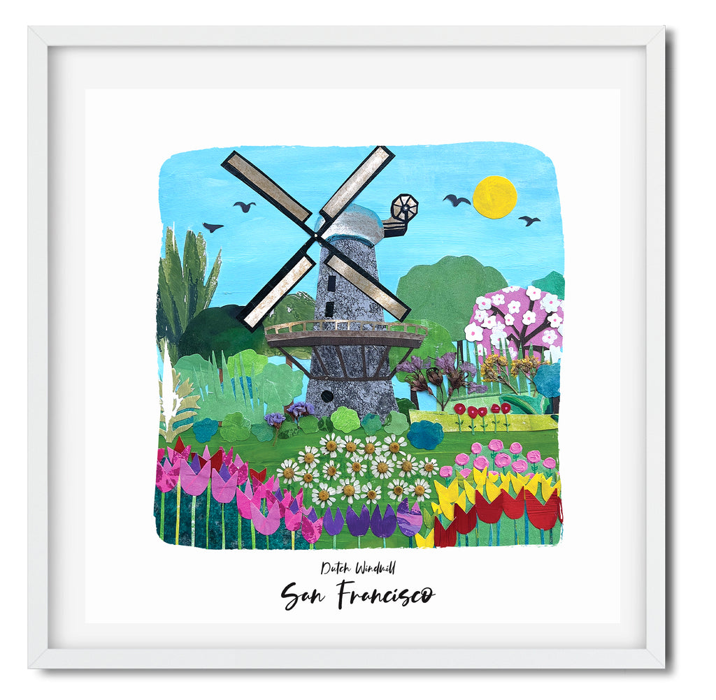 The Dutch Windmill, San Francisco Collage Art Print