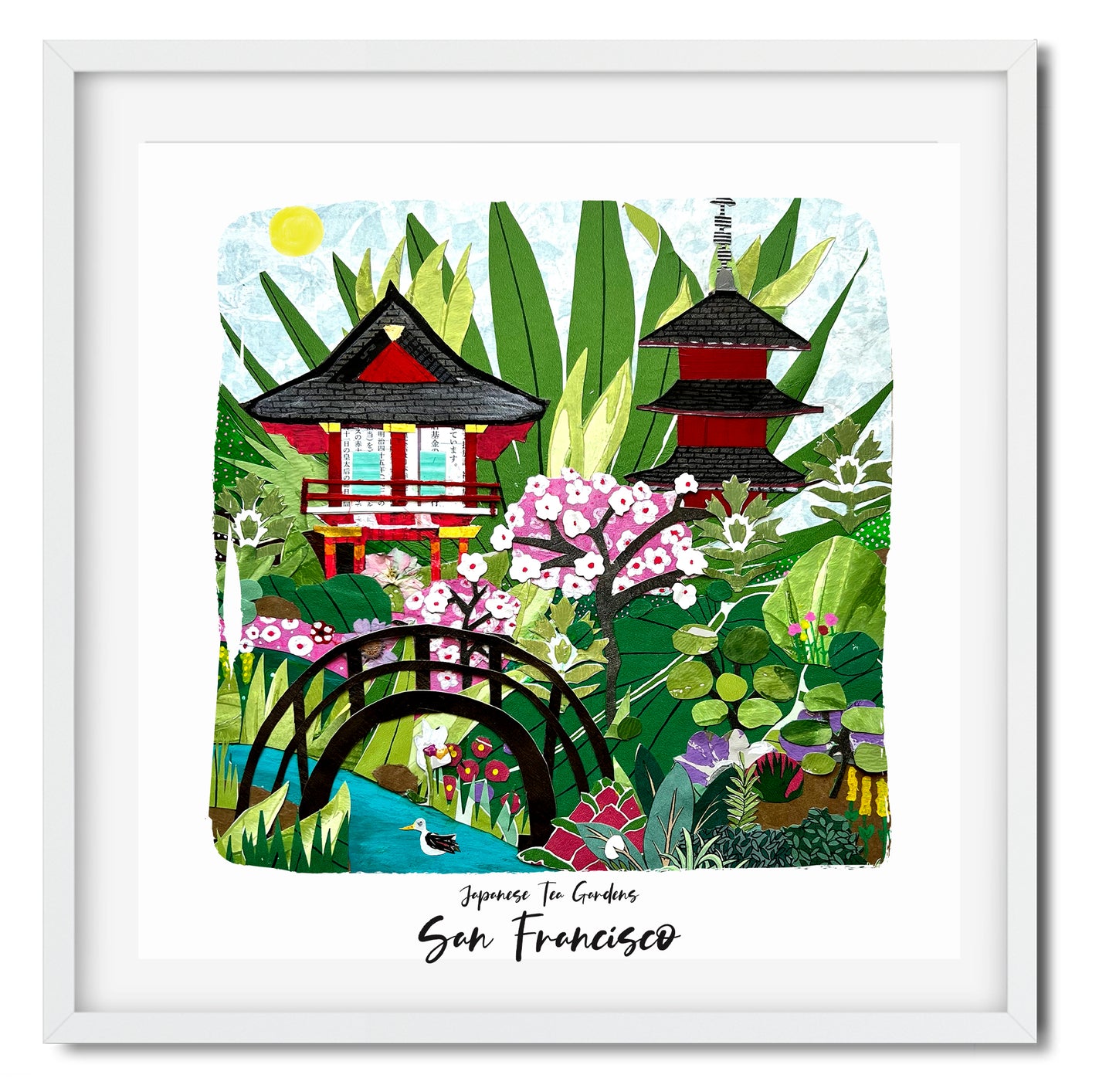 Japanese Tea Garden Collage Art Print