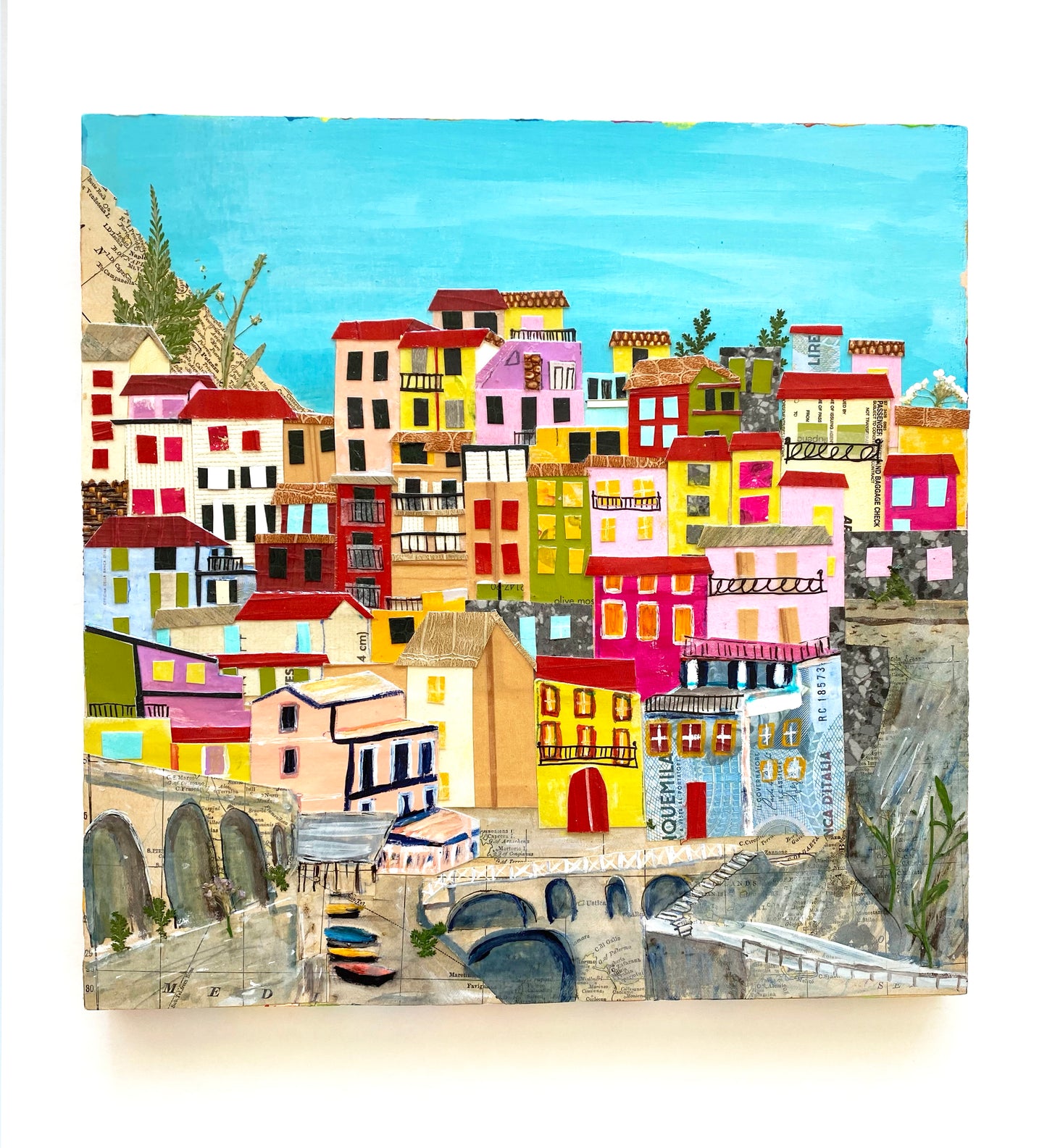 Original Artwork- CINQUE TERRE, ITALY COLLAGE