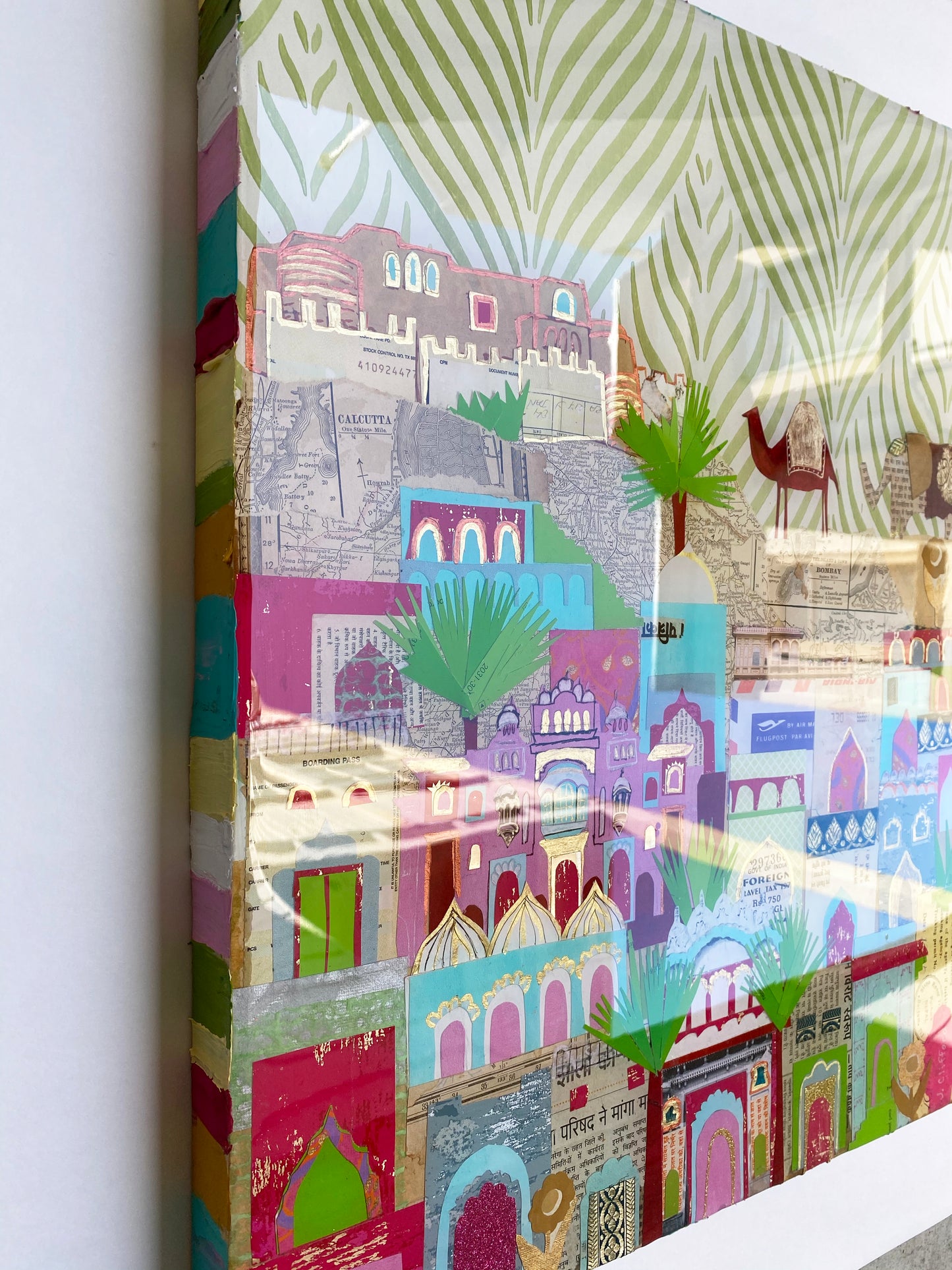 Original Artwork-INDIA COLLAGE WITH RESIN
