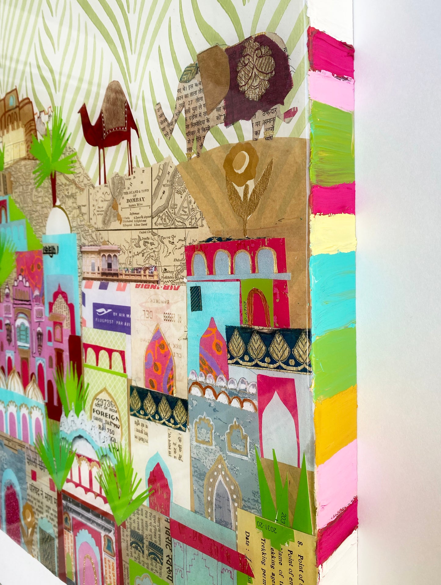 Original Artwork-INDIA COLLAGE WITH RESIN