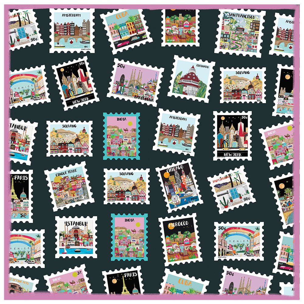 Mixed Stamp Silk Scarf