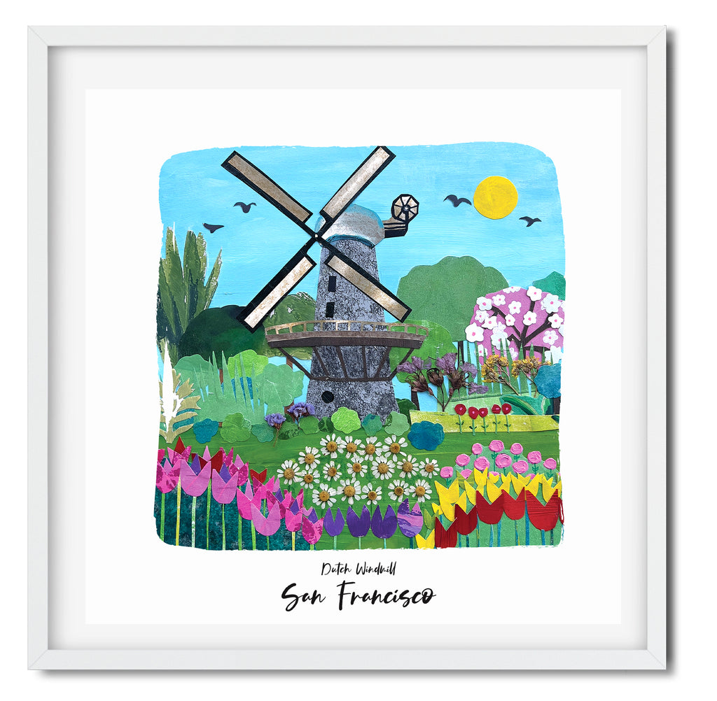 The Dutch Windmill, San Francisco Collage Art Print