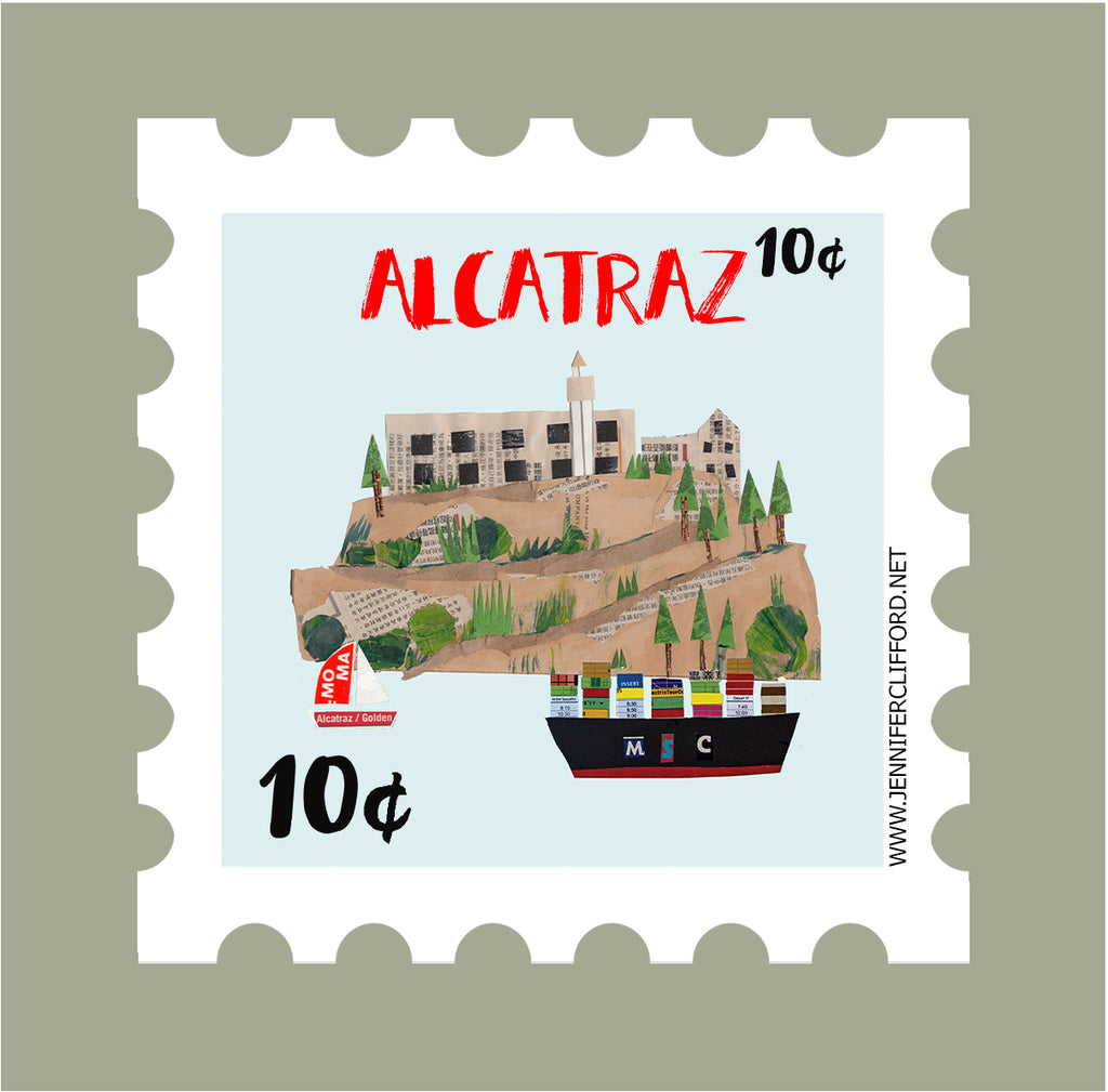 Alcatraz Postage Stamp Sticker