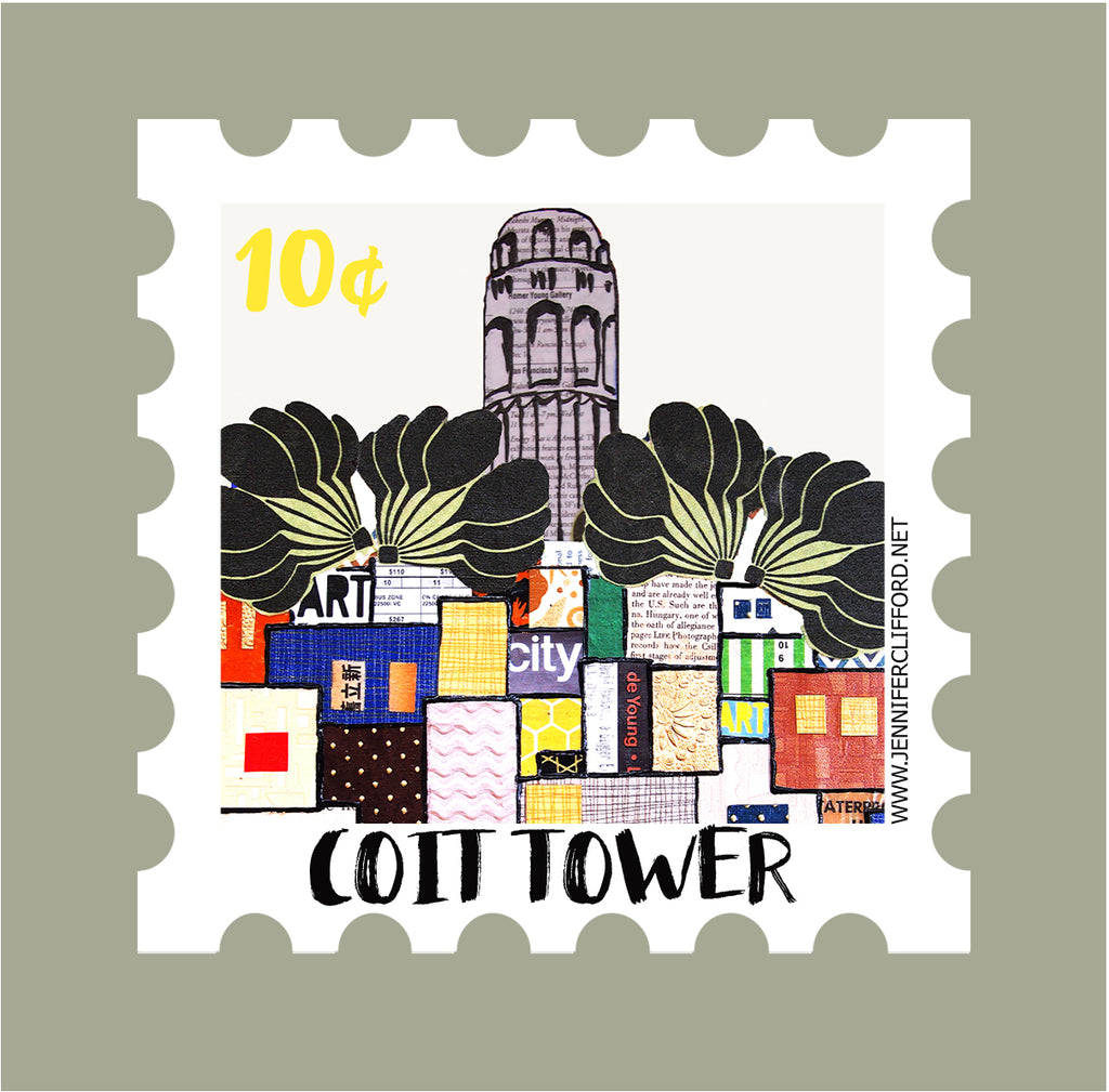 Coit Tower Postage Stamp Sticker