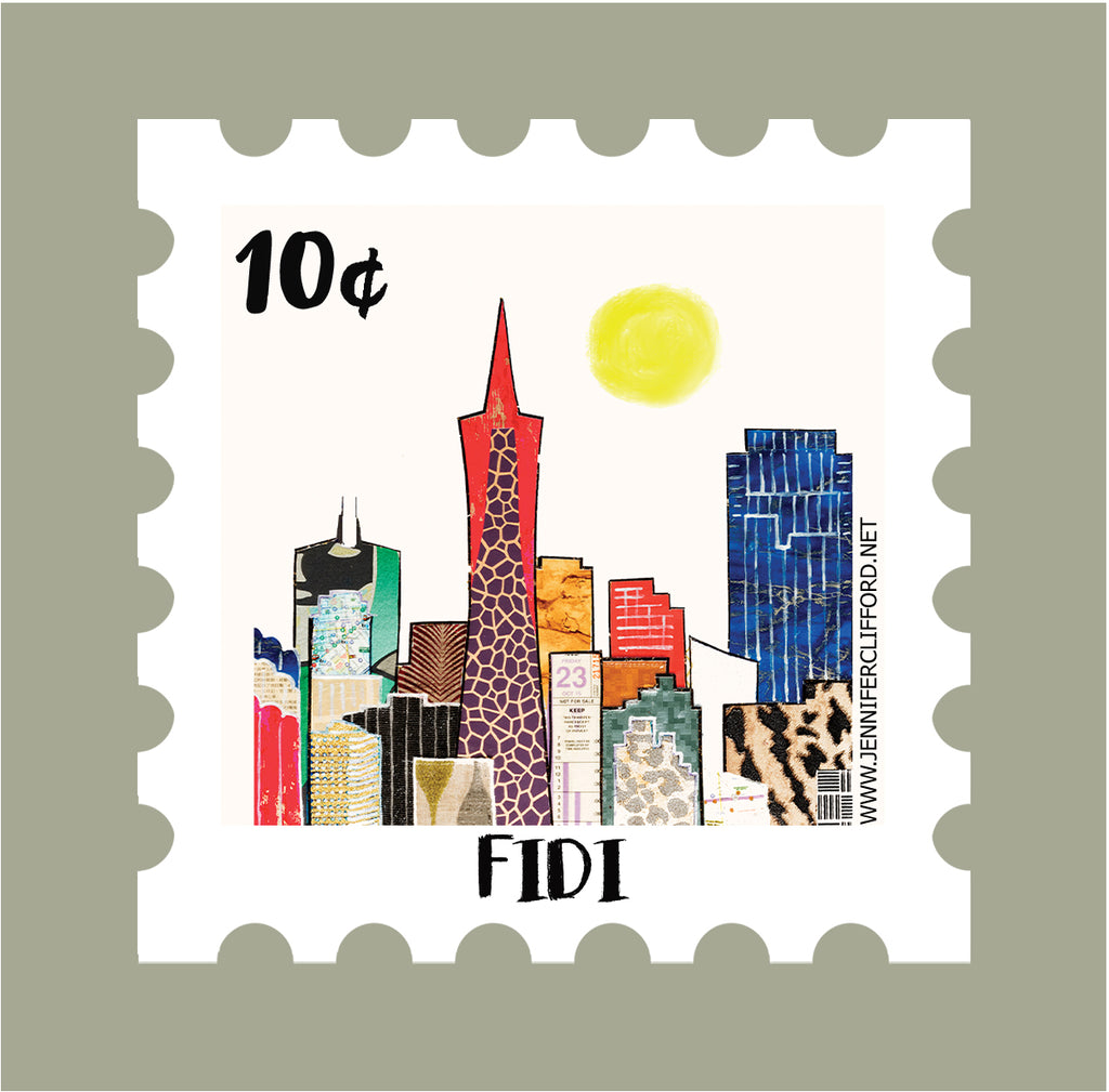 SF Skyline Postage Stamp Sticker