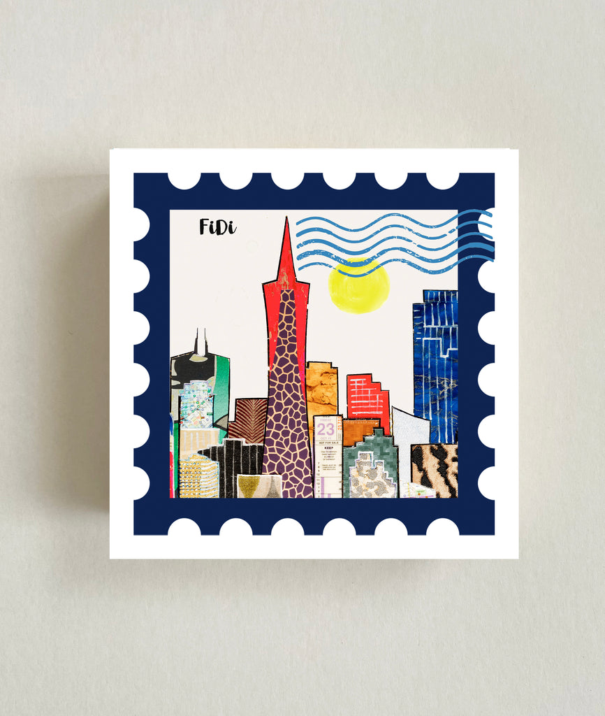 FiDi Postage Stamp Wood Block
