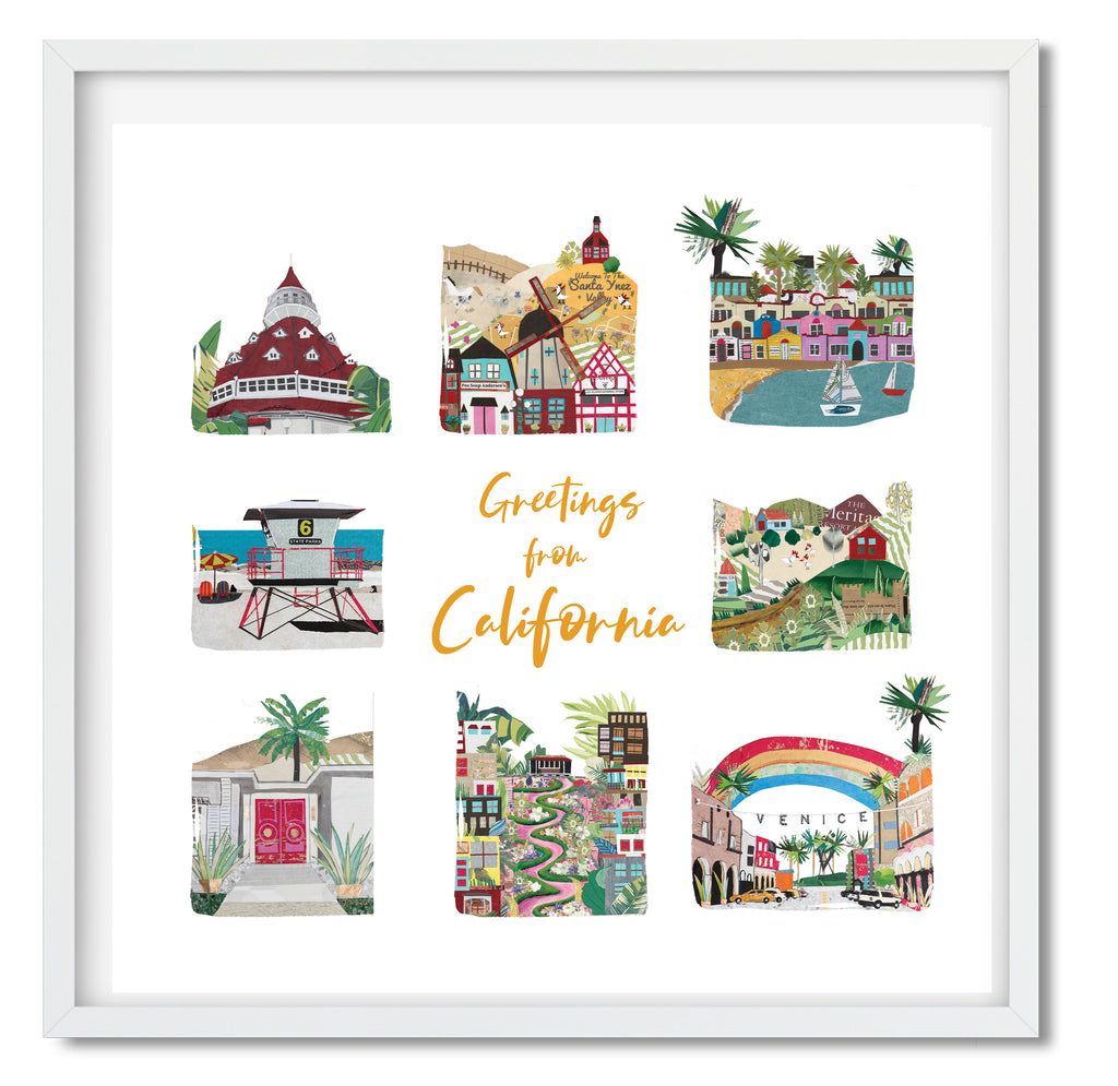 Greetings from California Collage Art Print