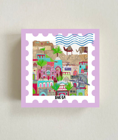India Postage Stamp Wood Blocks