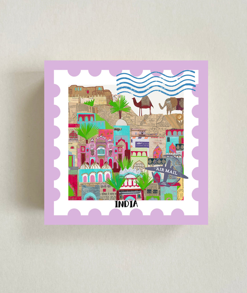 India Postage Stamp Wood Blocks