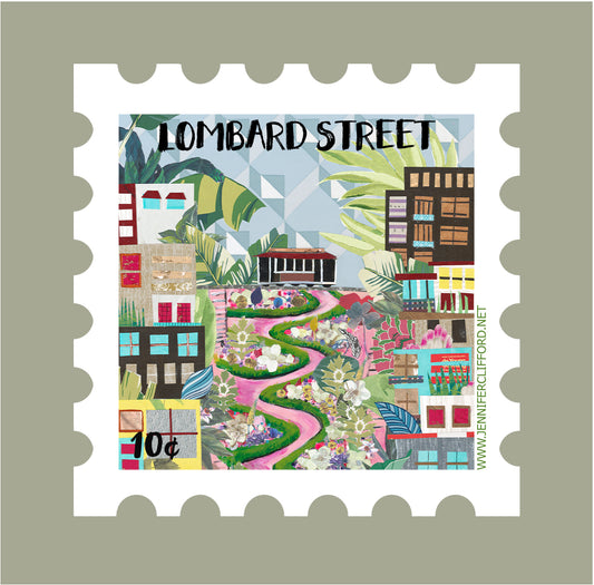 Lombard Street Postage Stamp Sticker
