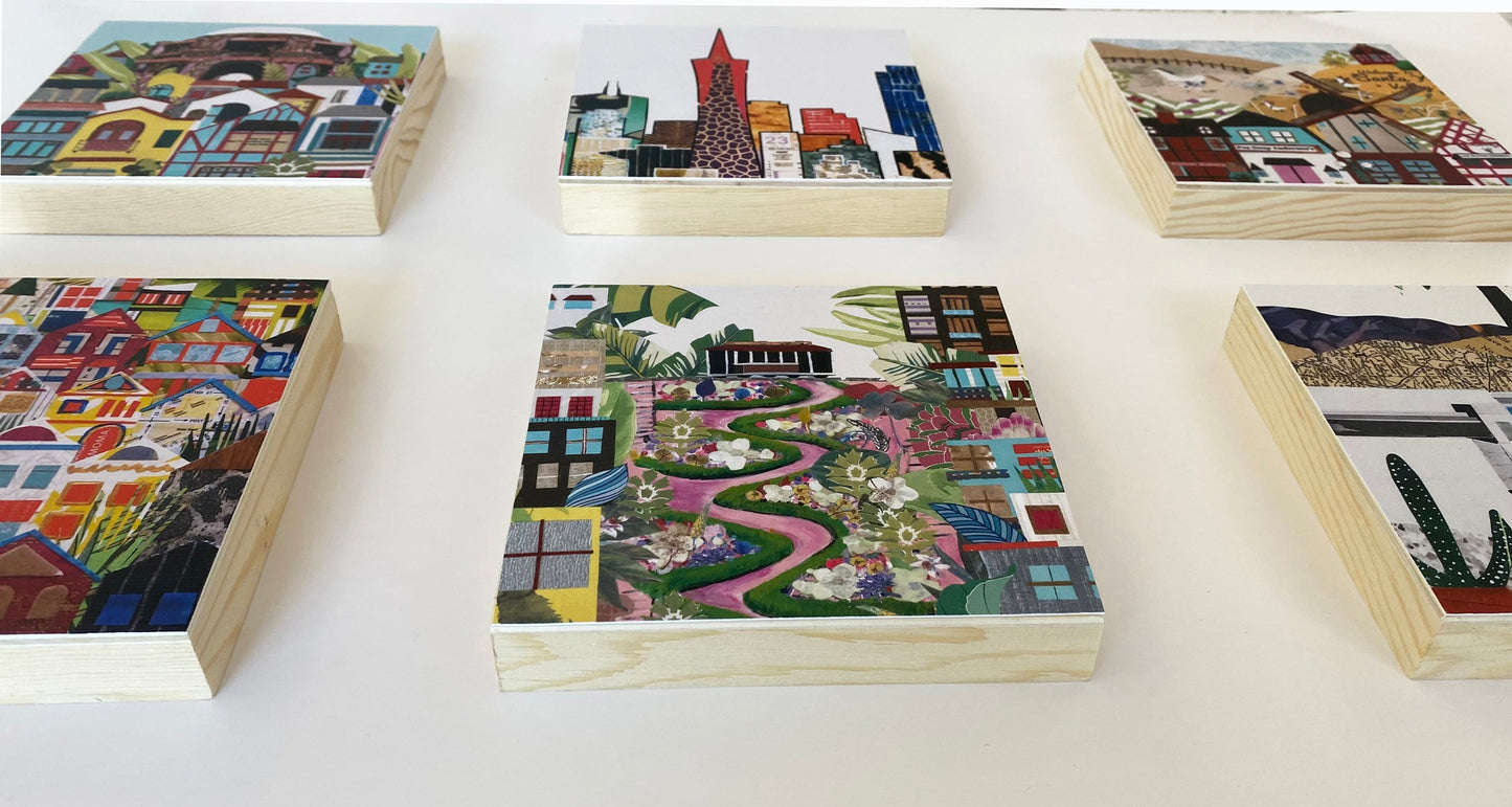 Coit Tower Postage Stamp Wood Block