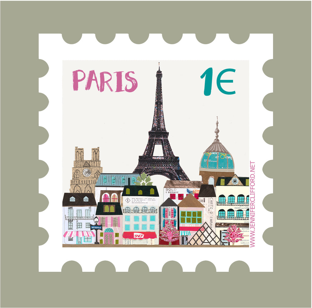 Paris Postage Stamp Sticker
