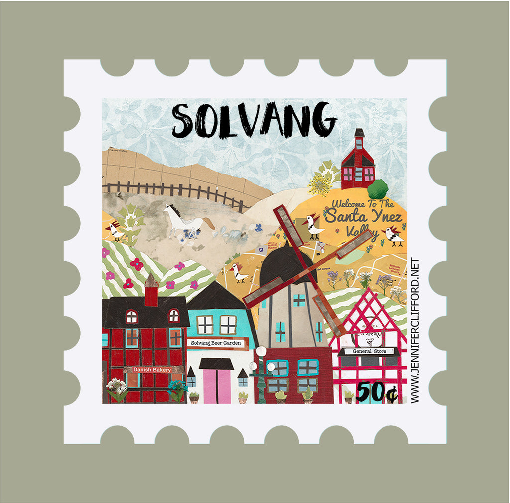 Solvang Postage Stamp Sticker