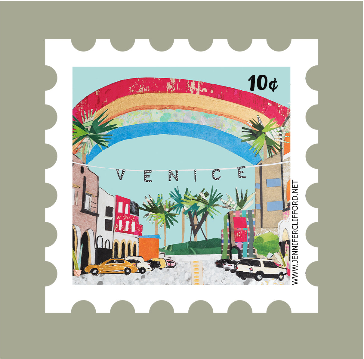 Venice Beach Postage Stamp Sticker