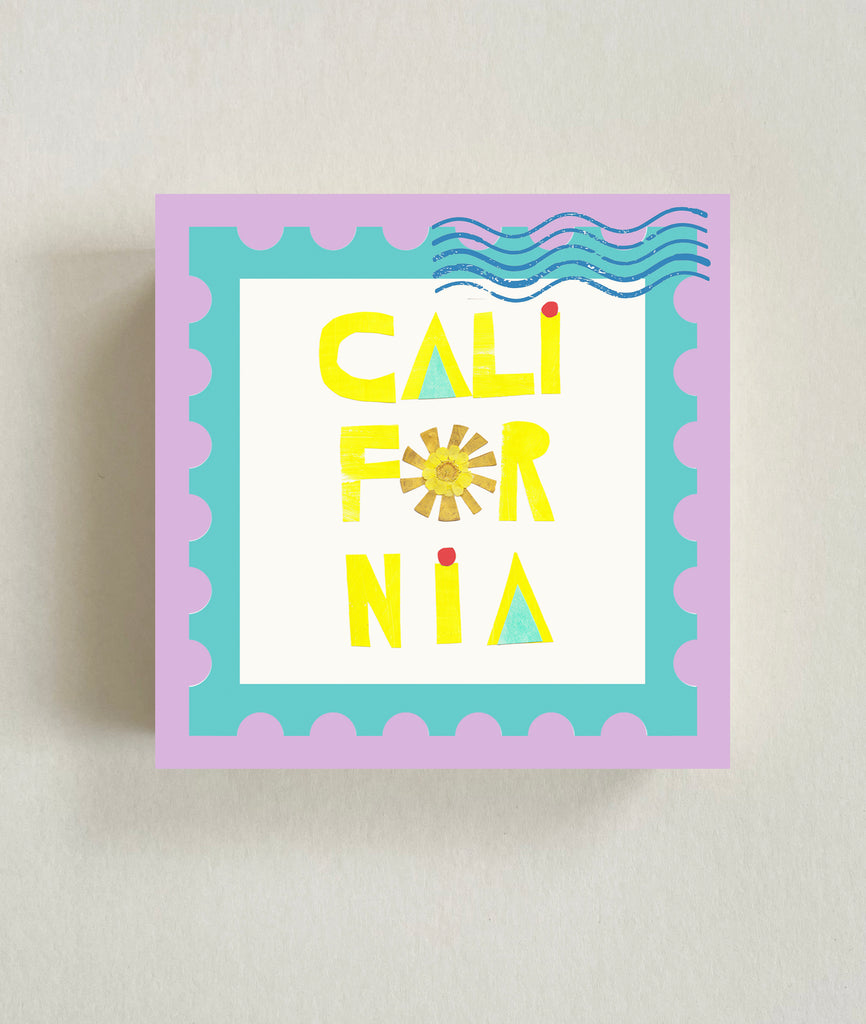 California Postage Stamp Wood Block