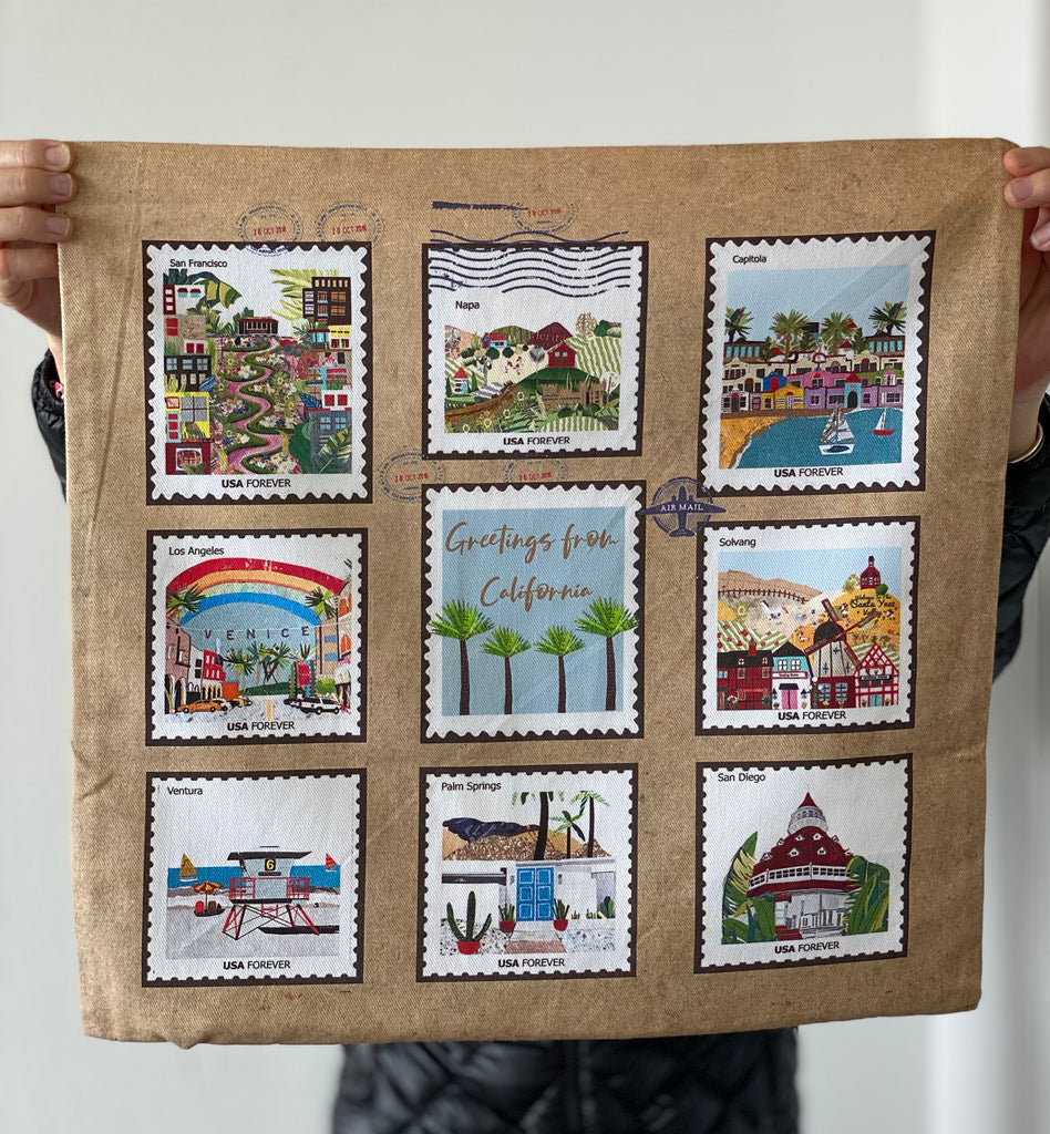 Greetings from California Stamp Pillow Case