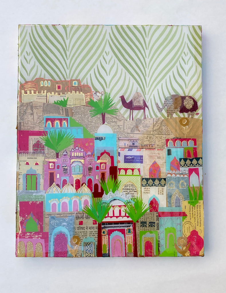 Original Artwork-INDIA COLLAGE WITH RESIN