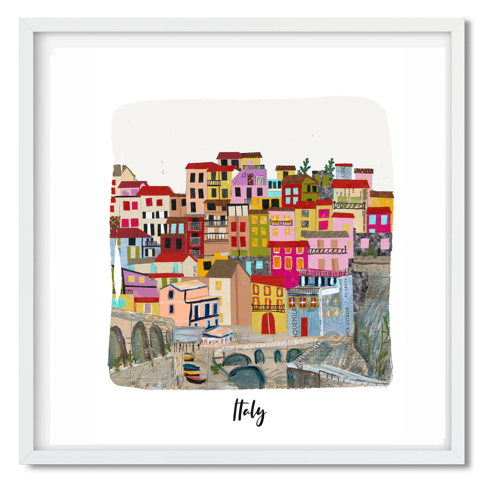 Cinque Terre, Italy Collage, Art Print