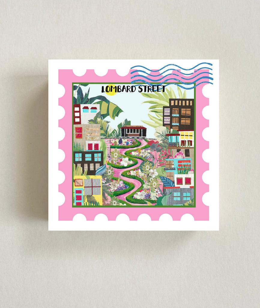 Lombard Street Postage Stamp Wood Block