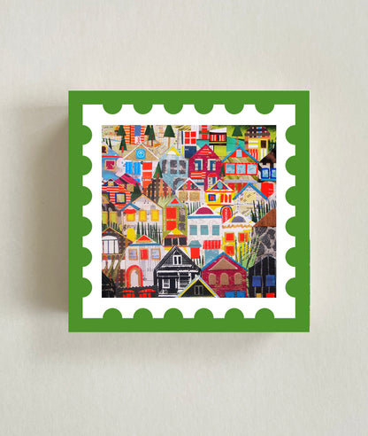 Noe Valley Postage Stamp Wood Block