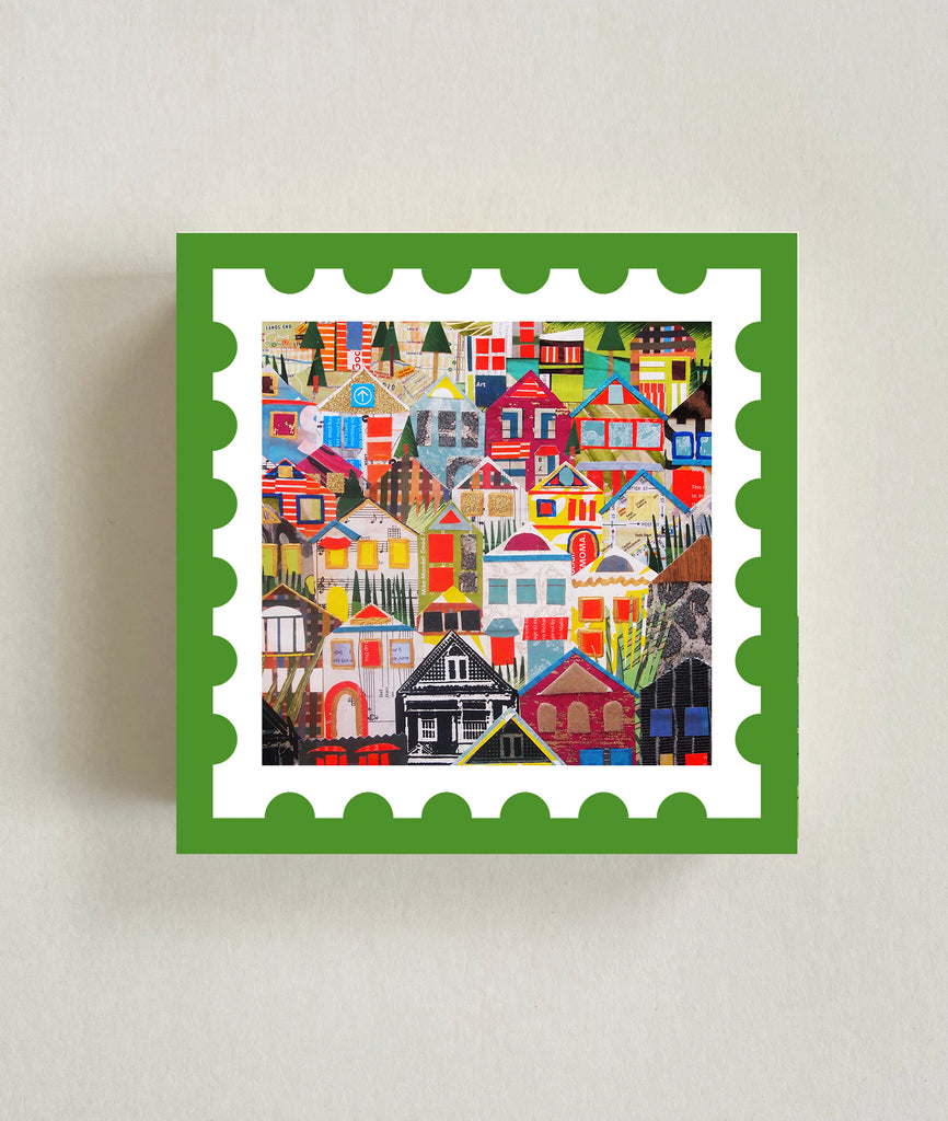 Noe Valley Postage Stamp Wood Block