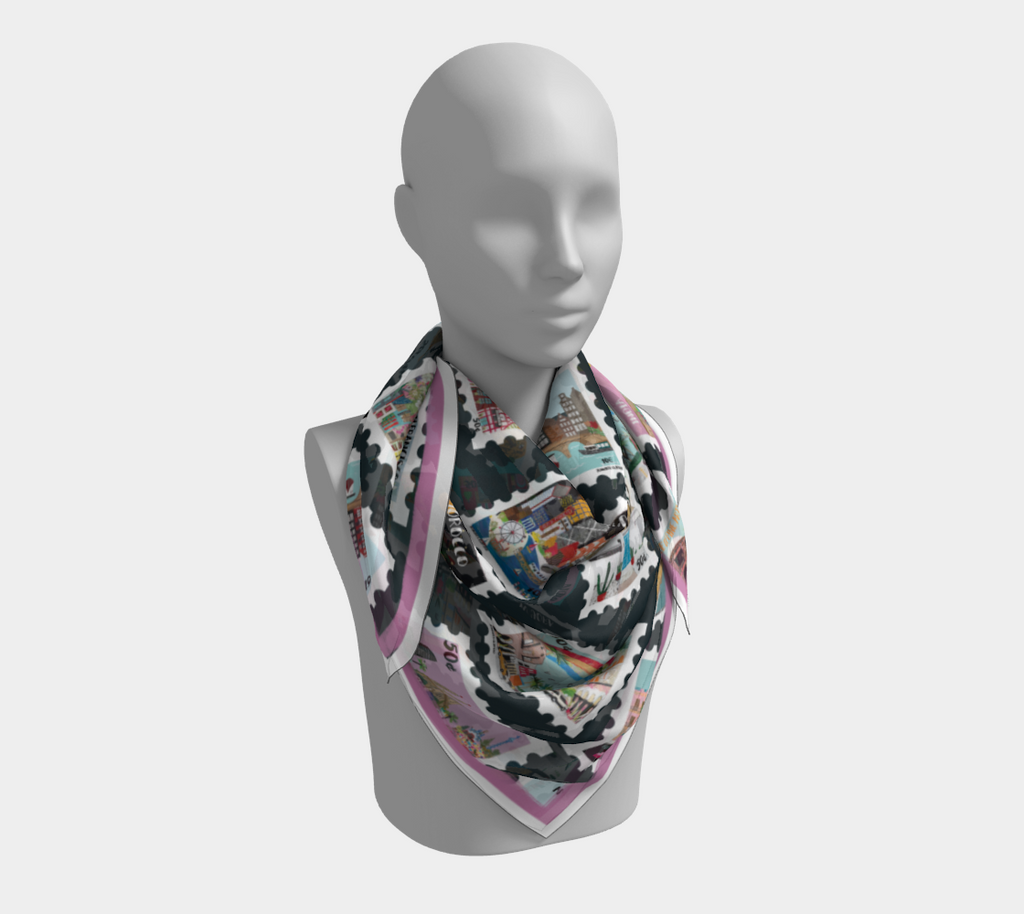 Mixed Stamp Silk Scarf