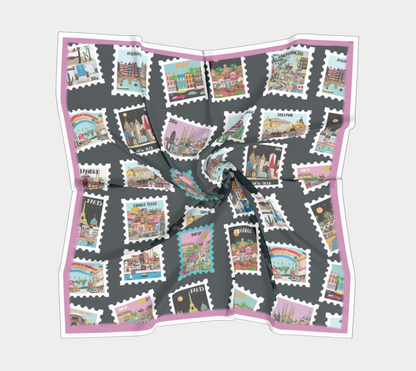 Mixed Stamp Silk Scarf