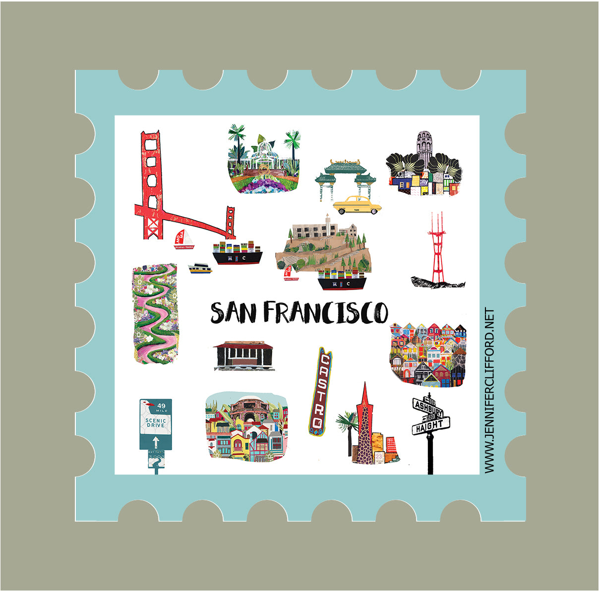 San Francisco Postage Stamp Sticker